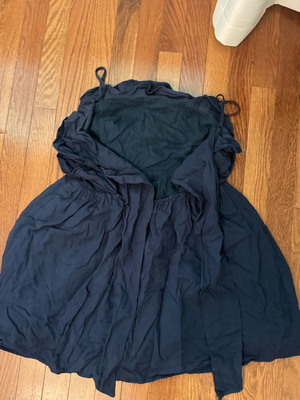 Navy Ruffled Strap Sundress - Picture 2 of 3